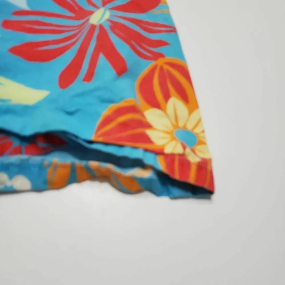 Old Navy Girls A Line Dress Blue Floral Square Neck Back Zipper Sleeveless 4